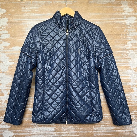 Golfino Quilted Puffer Jacket Full Zip Navy Golf Course Outdoor Pockets Womens 6 - Picture 1 of 7